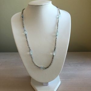Handmade Silver Beaded and Pale Blue Glass Beaded  Necklace
